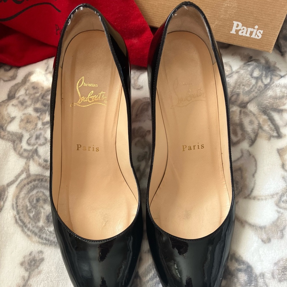 👠 Christian Louboutin Black Simple Pump 70 Stiletto Heels Box Dust Bag Size 37.5 - Picture 6 of 11